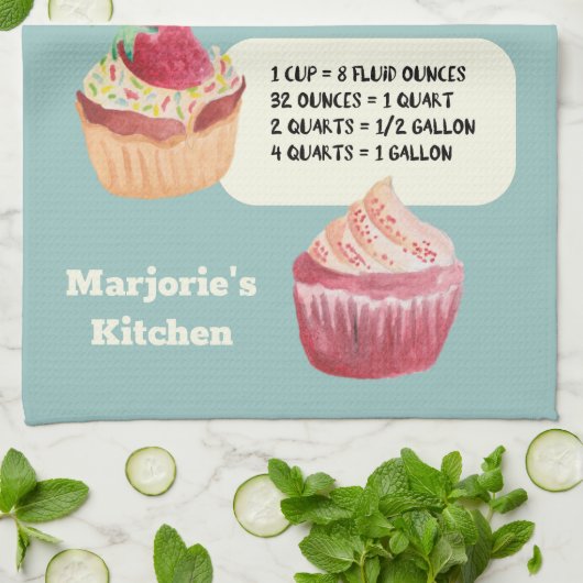 Cakes Kitchen Wisdom Conversies gepersonaliseerd Theedoek (Gevouwen)