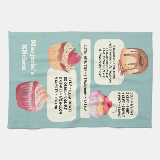 Cakes Kitchen Wisdom Conversies gepersonaliseerd Theedoek (Horizontaal)