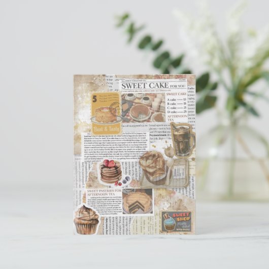 Cakes & Koffie  Ephemera Decoupage Briefkaart (Staand voorkant)