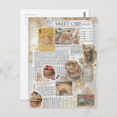 Cakes & Koffie  Ephemera Decoupage Briefkaart (Voorkant / Achterkant)