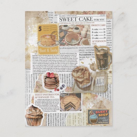 Cakes & Koffie Ephemera Decoupage Briefkaart (Voorkant)
