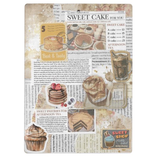 Cakes & Koffie  Ephemera Decoupage Klembord (Achterkant)