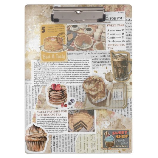 Cakes & Koffie  Ephemera Decoupage Klembord (Voorkant)