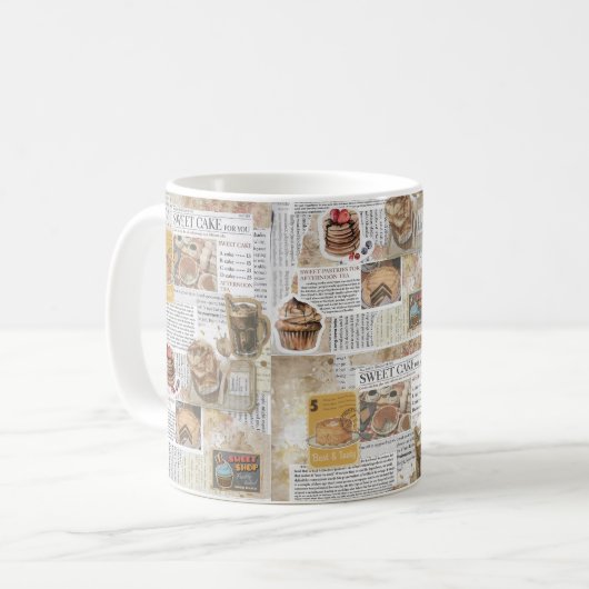 Cakes & Koffie  Ephemera Decoupage Koffiemok (Voorkant links)