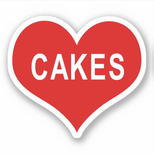CAKES Rood Liefde Hart Vinyl Sticker (Voorkant)