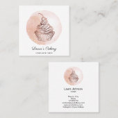 Cakes & snoepjes Cupcake Home Bakkerij Blush Roze Vierkante Visitekaartje (Voorkant / Achterkant)