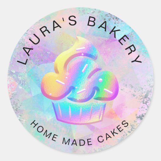 Cakes & snoepjes Cupcake Home Bakkerij Holografisc Ronde Sticker (Voorkant)