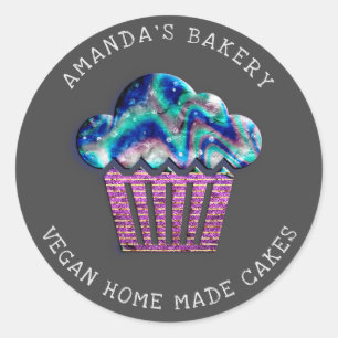 Cakes Sweet Cupcake Home Vegan Bakery Paars Grey Ronde Sticker