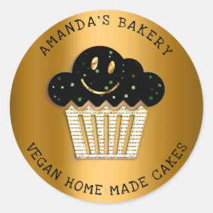 Cakes Sweet Homemade Bakery Muffin Smile Gold Ronde Sticker