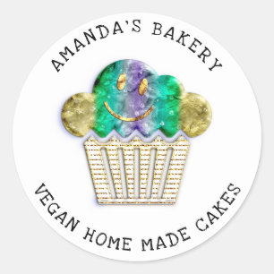 Cakes Sweet Homemade Bakery Muffins Lux Gold Ronde Sticker