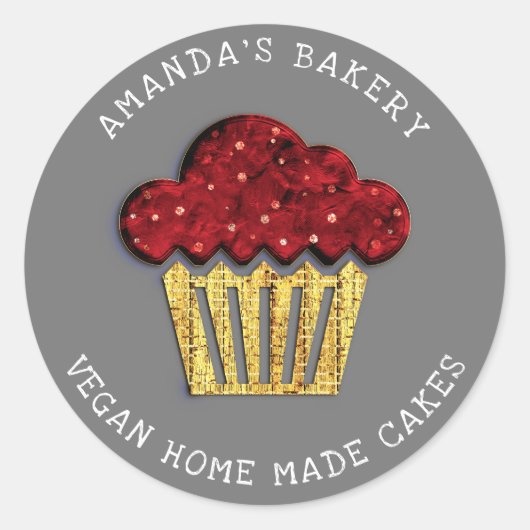 Cakes Sweet Homemade Vegan Bakery Muffins Gold Ronde Sticker (Voorkant)