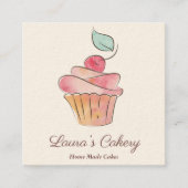 Cakes Sweets Cupcake Bakery Waterverf Squ Vierkante Visitekaartje (Voorkant)