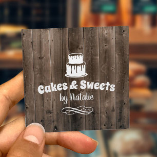Cakes & Sweets Cupcake Home Bakery Barn Wood Vierkante Visitekaartje