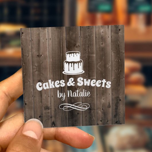 Cakes & Sweets Cupcake Home Bakery Barn Wood Vierkante Visitekaartje