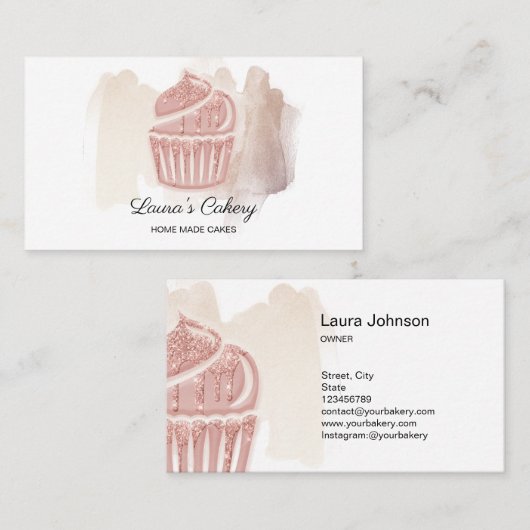 Cakes & Sweets Cupcake Home Bakery Cute Modern Bus Visitekaartje (Voorkant / Achterkant)