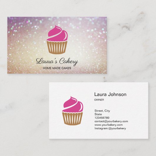 Cakes & Sweets Cupcake Home Bakery Cute Modern Visitekaartje (Voorkant / Achterkant)