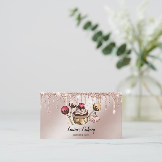 Cakes & Sweets Cupcake Home Bakery Drift Gold B Visitekaartje (Staand voorkant)