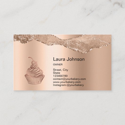 Cakes & Sweets Cupcake Home Bakery Drift Gold B Visitekaartje (Achterkant)