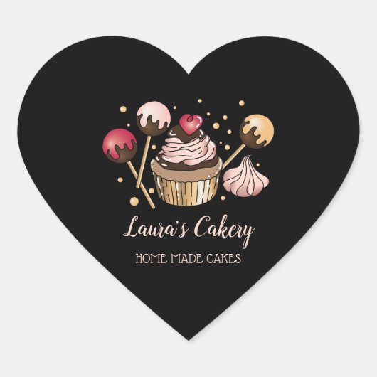 Cakes & Sweets Cupcake Home Bakery Drift Gold Hart Sticker (Voorkant)