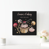 Cakes & Sweets Cupcake Home Bakery Drift Gold Vierkante Klok (Huis)