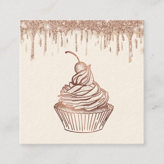 Cakes & Sweets Cupcake Home Bakery Drift Gold Vierkante Visitekaartje (Voorkant)