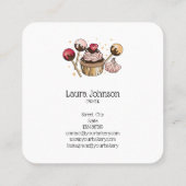 Cakes & Sweets Cupcake Home Bakery Drift Gold Vierkante Visitekaartje (Achterkant)