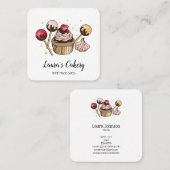 Cakes & Sweets Cupcake Home Bakery Drift Gold Vierkante Visitekaartje (Voorkant / Achterkant)