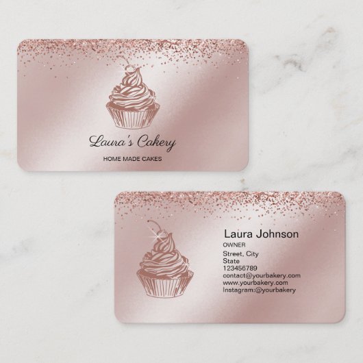 Cakes & Sweets Cupcake Home Bakery Drift Gold Visitekaartje (Voorkant / Achterkant)