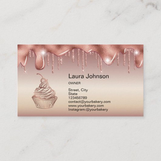 Cakes & Sweets Cupcake Home Bakery Drift Gold Visitekaartje (Achterkant)