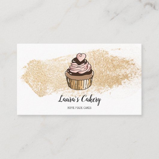 Cakes & Sweets Cupcake Home Bakery Drift Gold Visitekaartje (Voorkant)