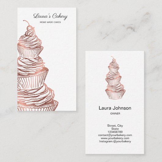 Cakes & Sweets Cupcake Home Bakery Drift Gold Visitekaartje (Voorkant / Achterkant)