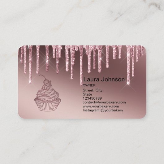 Cakes & Sweets Cupcake Home Bakery Drift Gold Visitekaartje (Achterkant)