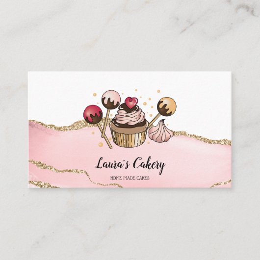 Cakes & Sweets Cupcake Home Bakery Drift Gold Visitekaartje (Voorkant)