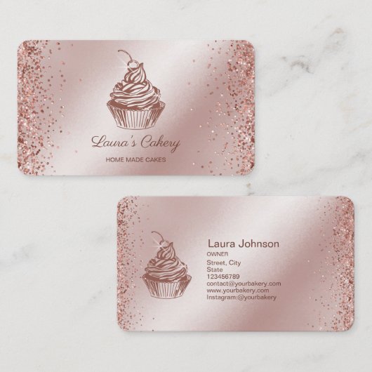 Cakes & Sweets Cupcake Home Bakery Drift Gold Visitekaartje (Voorkant / Achterkant)