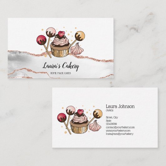 Cakes & Sweets Cupcake Home Bakery Drift Gold Visitekaartje (Voorkant / Achterkant)
