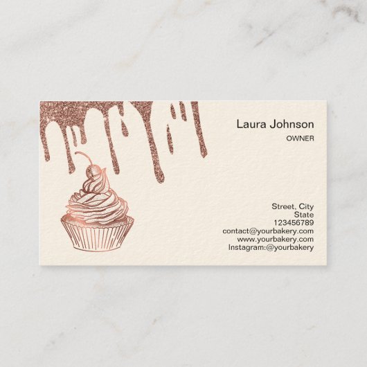 Cakes & Sweets Cupcake Home Bakery Drift Gold Visitekaartje (Achterkant)