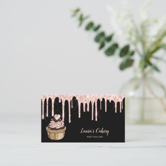 Cakes & Sweets Cupcake Home Bakery Drift Gold Visitekaartje (Staand voorkant)