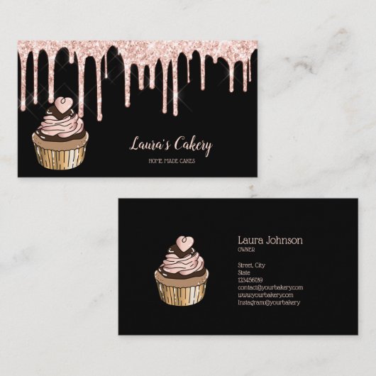 Cakes & Sweets Cupcake Home Bakery Drift Gold Visitekaartje (Voorkant / Achterkant)