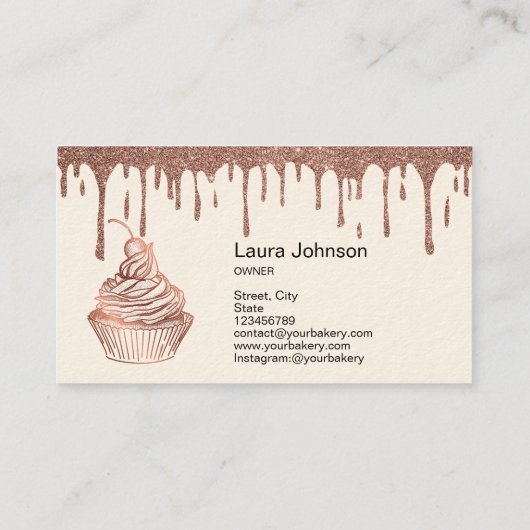 Cakes & Sweets Cupcake Home Bakery Drift Gold Visitekaartje (Achterkant)