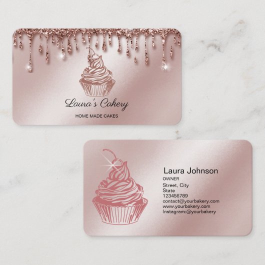 Cakes & Sweets Cupcake Home Bakery Drift Gold Visitekaartje (Voorkant / Achterkant)