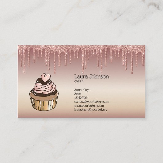 Cakes & Sweets Cupcake Home Bakery Drift Gold Visitekaartje (Achterkant)