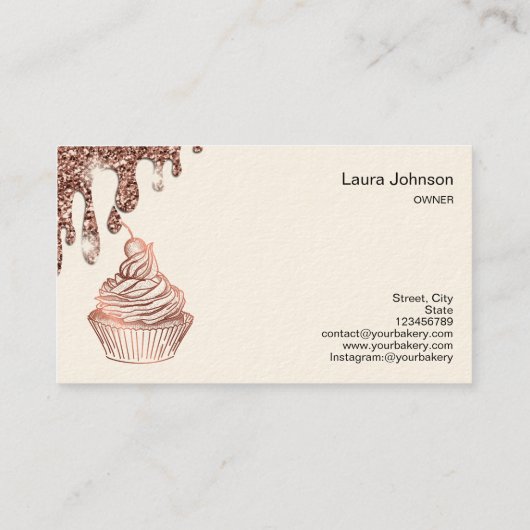 Cakes & Sweets Cupcake Home Bakery Drift Gold Visitekaartje (Achterkant)