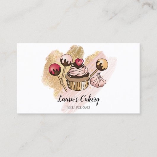 Cakes & Sweets Cupcake Home Bakery Drift Gold Visitekaartje (Voorkant)