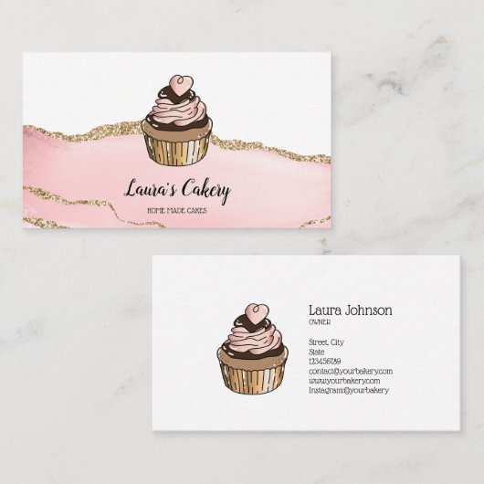 Cakes & Sweets Cupcake Home Bakery Drift Gold Visitekaartje (Voorkant / Achterkant)