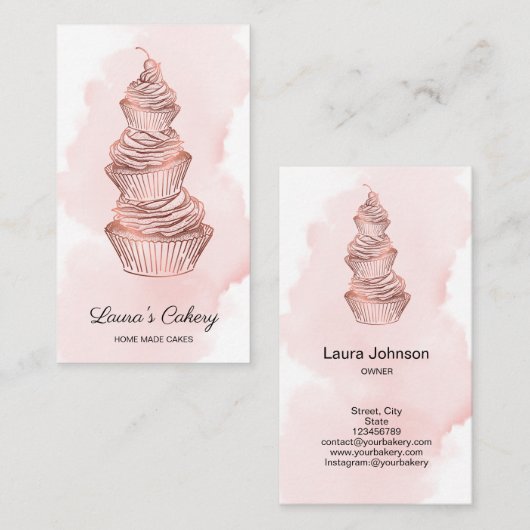 Cakes & Sweets Cupcake Home Bakery Drift Gold Visitekaartje (Voorkant / Achterkant)