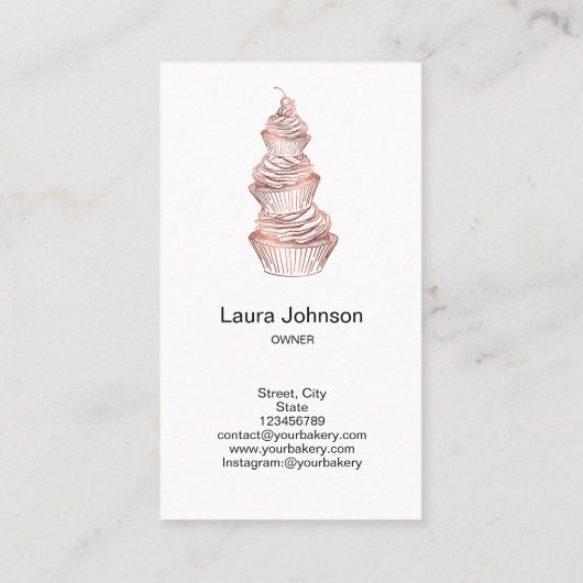 Cakes & Sweets Cupcake Home Bakery Drift Gold Visitekaartje (Achterkant)
