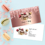 Cakes & Sweets Cupcake Home Bakery Drift Gold Visitekaartje<br><div class="desc">Cakes & Sweets Cupcake Home Bakery Dripping Gold Visitekaartje Visitekaartje met handgetekende cupcake met kers bovenaan</div>