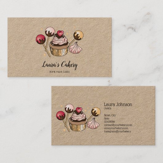 Cakes & Sweets Cupcake Home Bakery Drift Gold Visitekaartje (Voorkant / Achterkant)