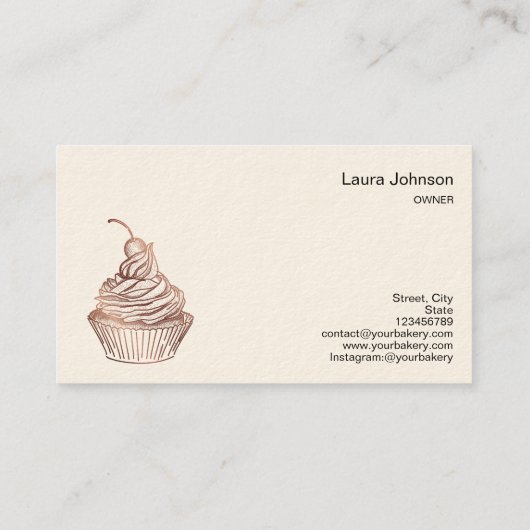 Cakes & Sweets Cupcake Home Bakery Drift Gold Visitekaartje (Achterkant)