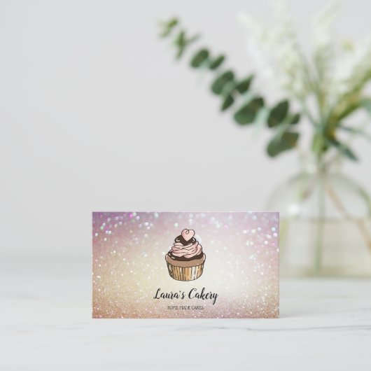 Cakes & Sweets Cupcake Home Bakery Drift Gold Visitekaartje (Staand voorkant)